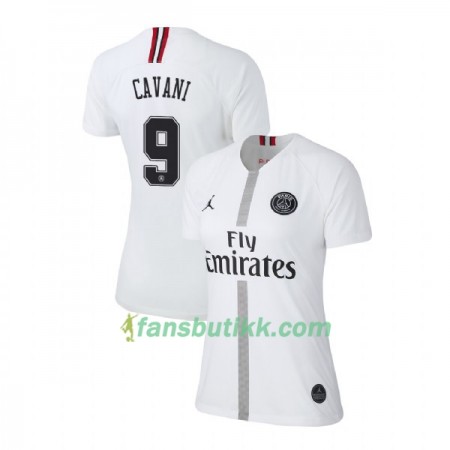 Fotballdrakt Paris Saint-Germain Cavani 9 Jodan Hvit Dame Tredjetrøye 2018-2019 Kortermet